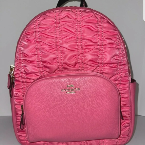 Coach Handbags - Coach Court Backpack With Ruching Pink Leather